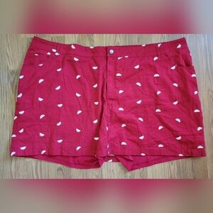 Woman Within Red Watermelon Slice Shorts Plus Size 32W